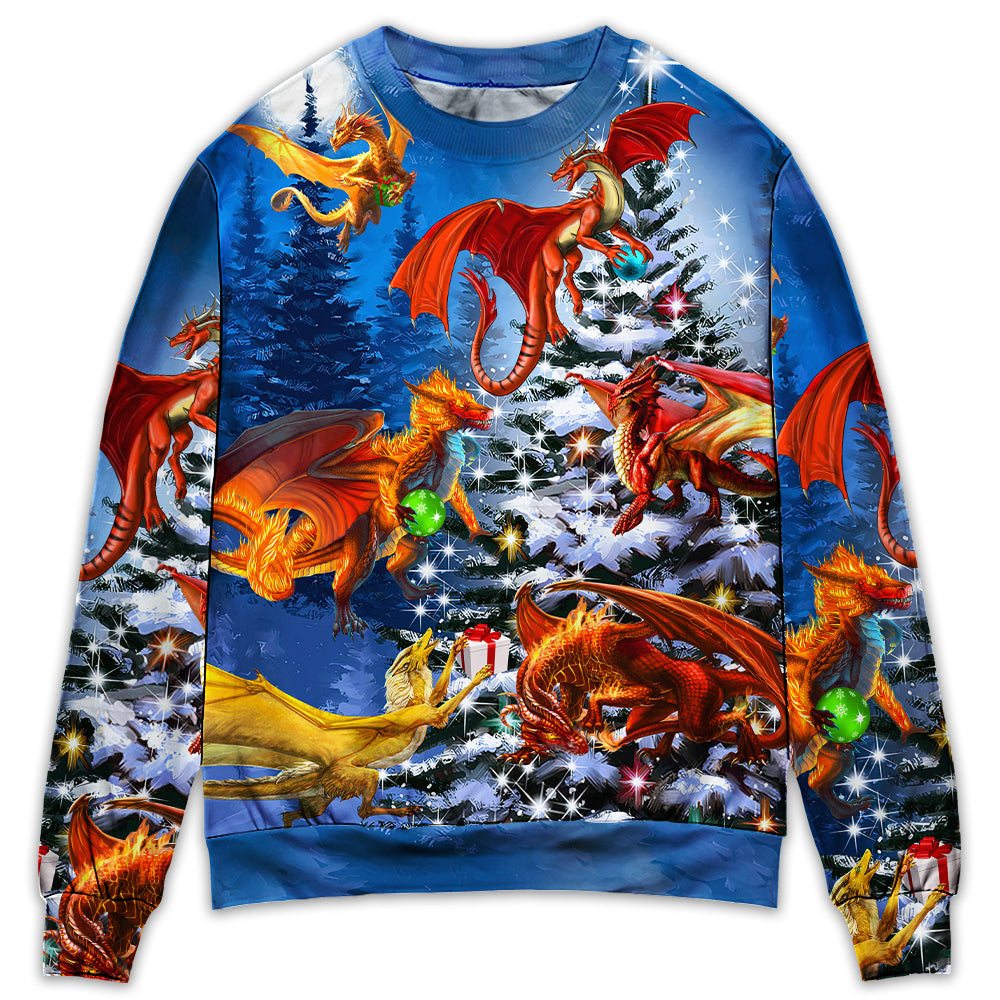 Christmas Dragon Family Love Light Art – Sweater - Ugly Christmas Sweater
