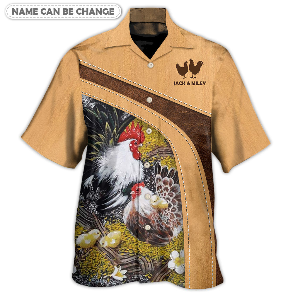 Old Rooster And Cute Chick Farm Personalized - Hawaiian Shirt