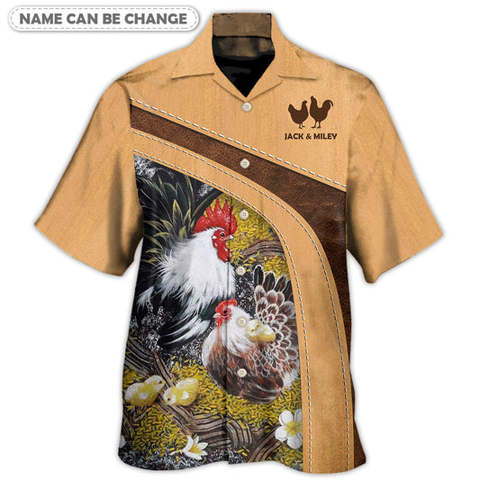 Old Rooster And Cute Chick Farm Personalized - Hawaiian Shirt