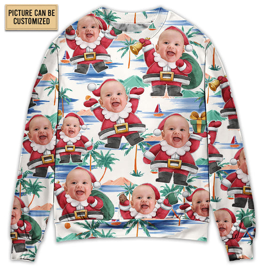 Christmas Santa Summer Beach Custom Style – Sweater - Ugly Christmas Sweater
