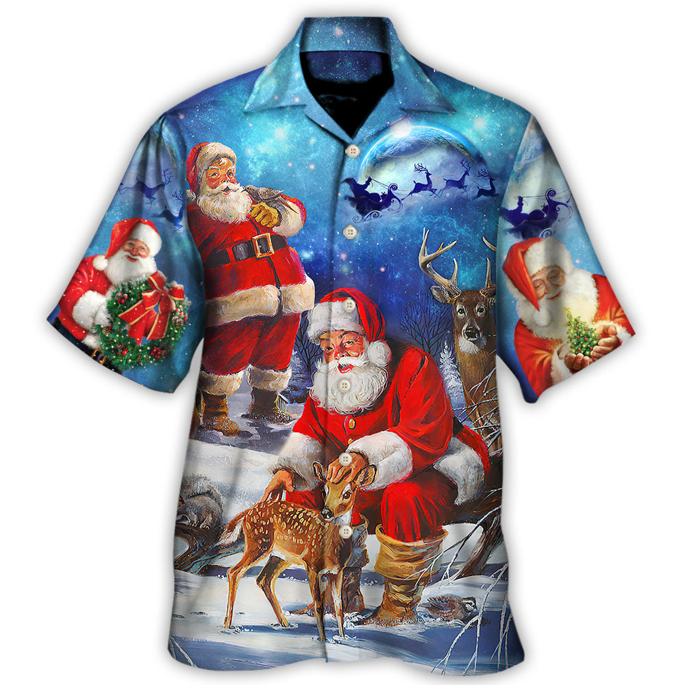 Christmas Santa Night Sky Holiday Art – Hawaiian Shirt