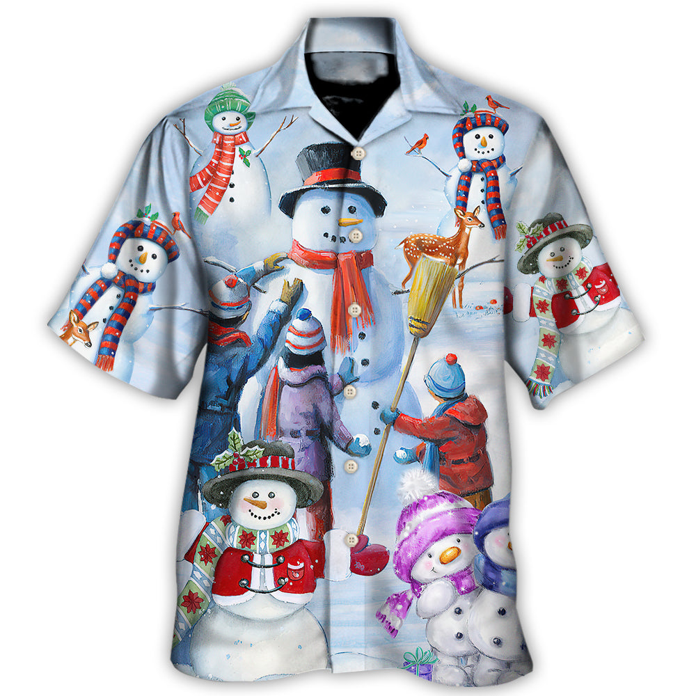 Christmas Snowman Family Joyful Holiday Art – Hawaiian Shirt