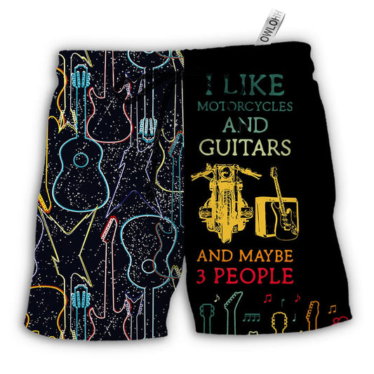 Beach Short / Adults / S Guitar I Like Motorcycle And Guitar - Beach Short - Owls Matrix LTD