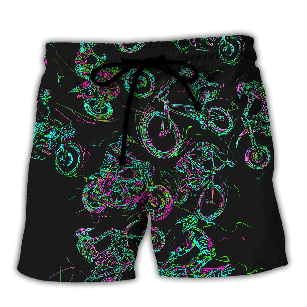 Motorcycle Lover Neon Light Style – Beach Short