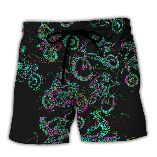 Motorcycle Lover Neon Light Style – Beach Short