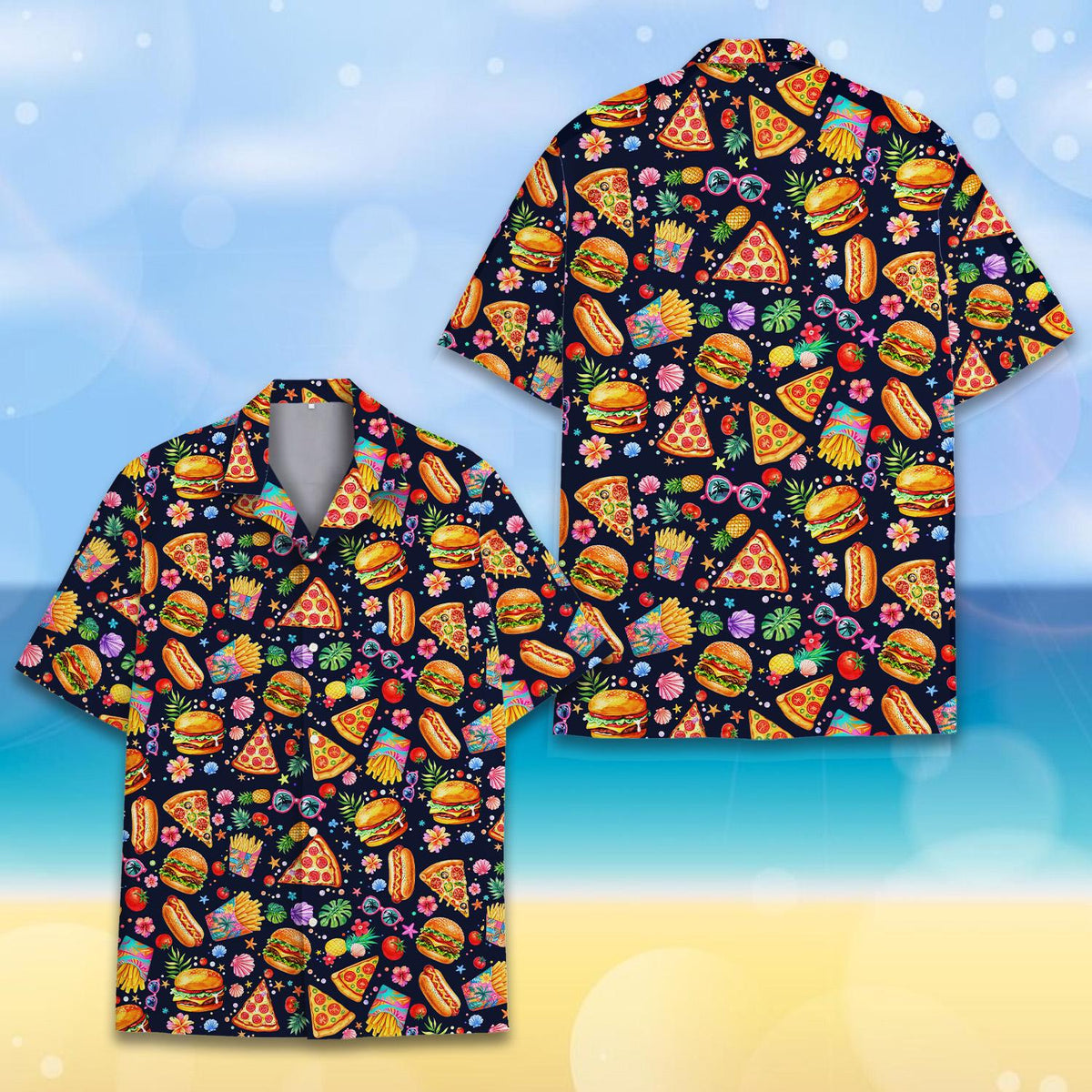 Fast Food Burger Pizza Fries Hot Dog Tropical – Hawaiian Shirt