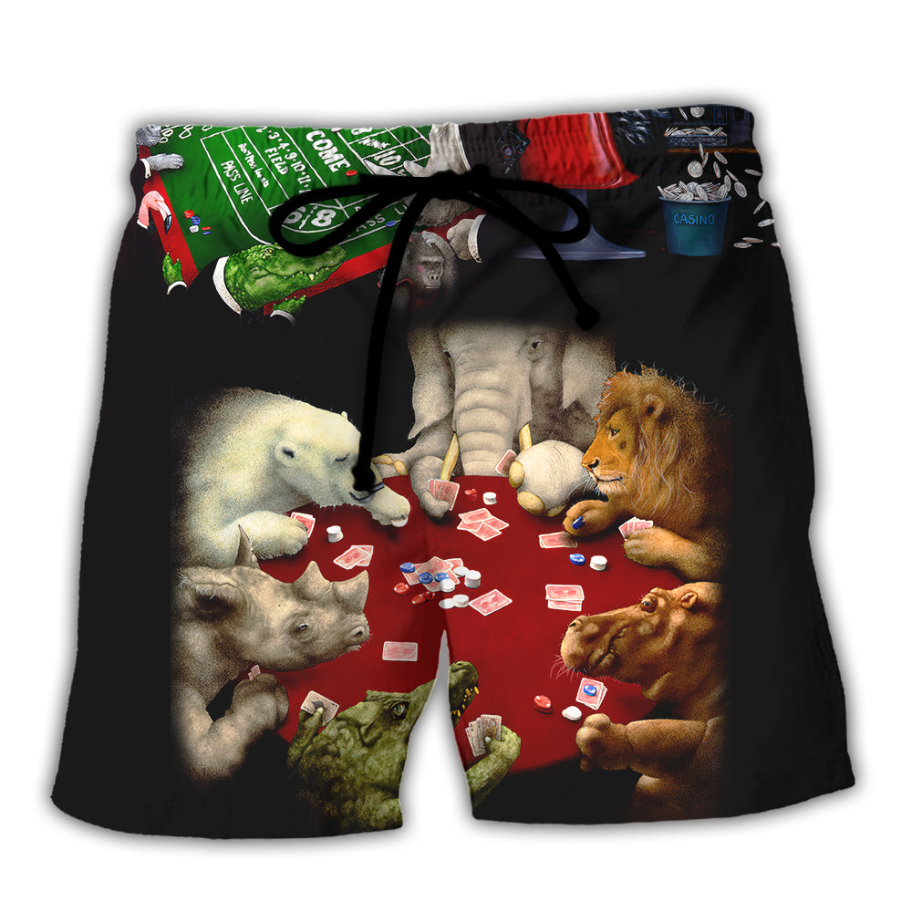 Casino Animals Around Craps Table – Beach Short
