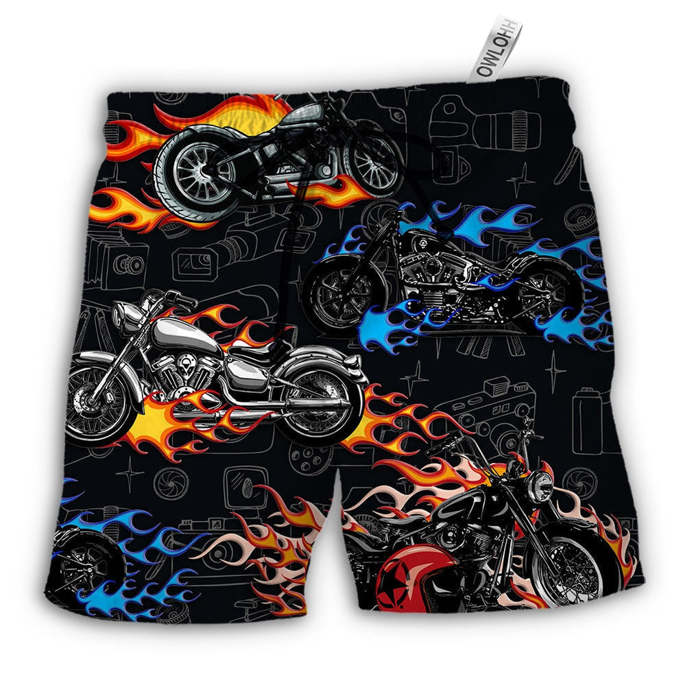 Beach Short / Adults / S Motorcycle Photography I Like Motorcycles And Photography - Beach Short - Owls Matrix LTD