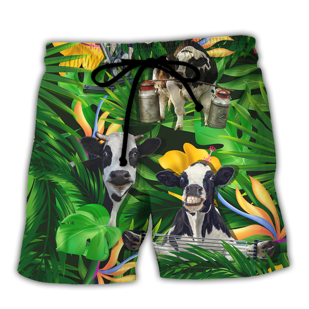 Cow Dancing Playful Tropical Style - Beach Short