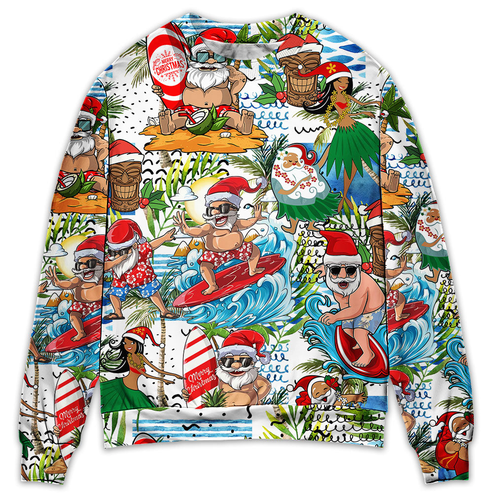 Christmas Santa Aloha Beach Vibe Style – Sweater - Ugly Christmas Sweater