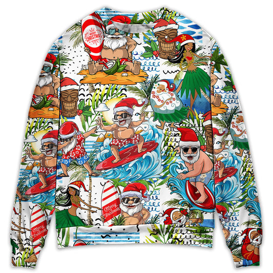 Christmas Santa Aloha Beach Vibe Style – Sweater - Ugly Christmas Sweater