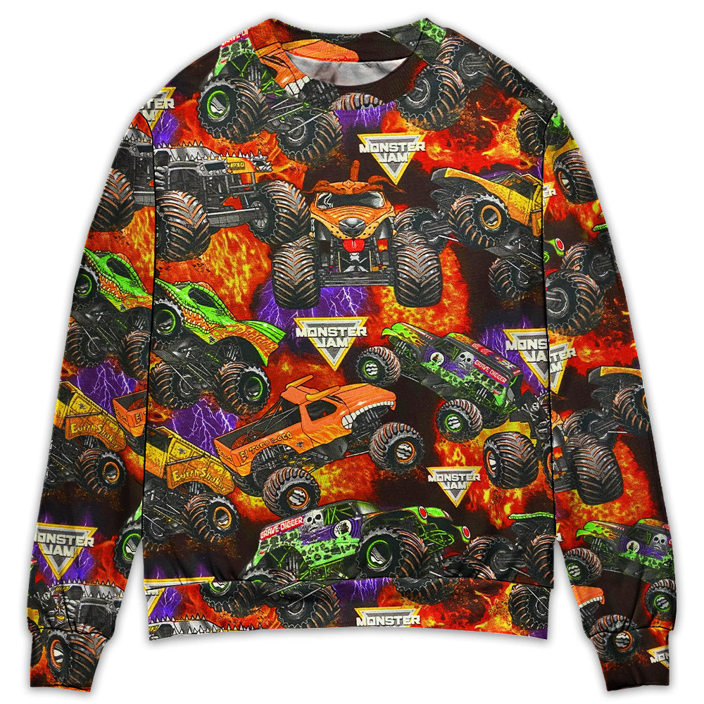 Monster Truck Packed Power Style – Sweater - Ugly Christmas Sweater