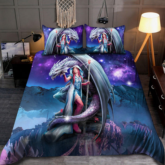 Galaxy Dragon Bedding Cover For Fantasy Bedroom Decor