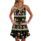 Christmas Santa Big Night – Women's Summer Sleeveless V-Neck Camisole Dress