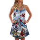 Christmas Santa Skateboarding Snow – Women's Summer Sleeveless V-Neck Camisole Dress