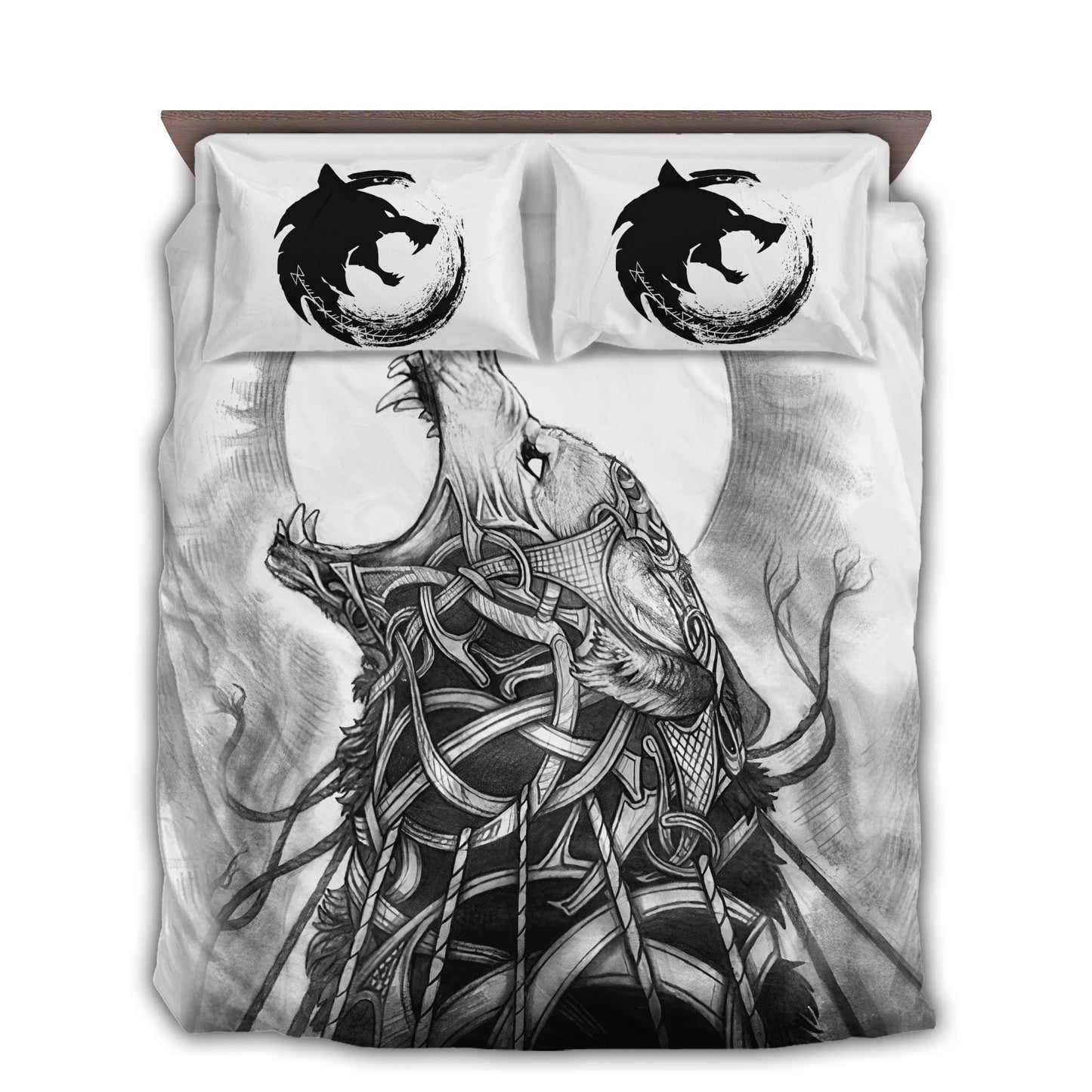 White Viking Warrior Bedding Cover For Norse Bedroom Decor