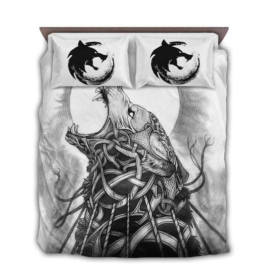 White Viking Warrior Bedding Cover For Norse Bedroom Decor