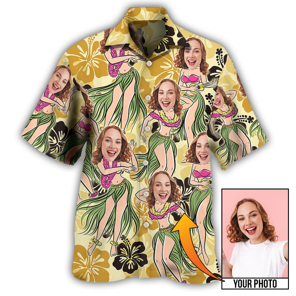 Tropical Woman Face Custom Photo - Hawaiian Shirt