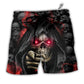 Beach Short / Adults / S Skull Dark Red Smoke Lighting - Beach Short - Owls Matrix LTD