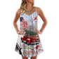 Christmas Hearts Home Red Truck Cardinal – Women's Summer Sleeveless V-Neck Camisole Dress