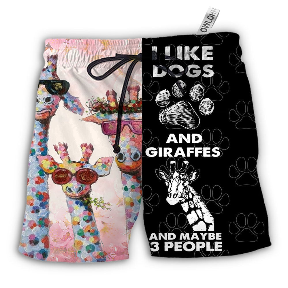 Beach Short / Adults / S Giraffe Dog I Like Dogs And Giraffes - Beach Short - Owls Matrix LTD
