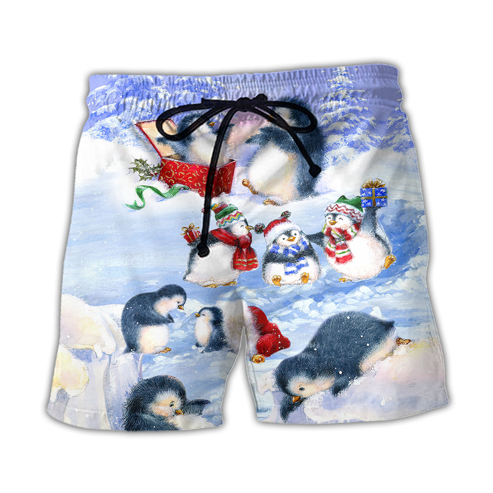 Christmas Penguin Family Holiday Love – Beach Short