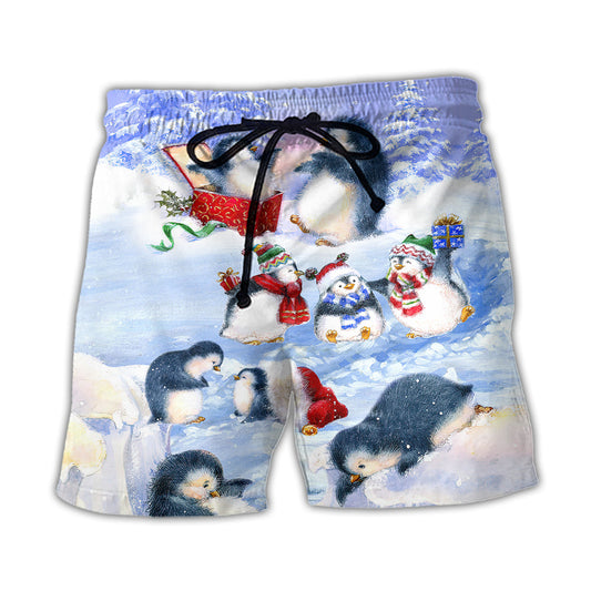 Christmas Penguin Family Holiday Love – Beach Short