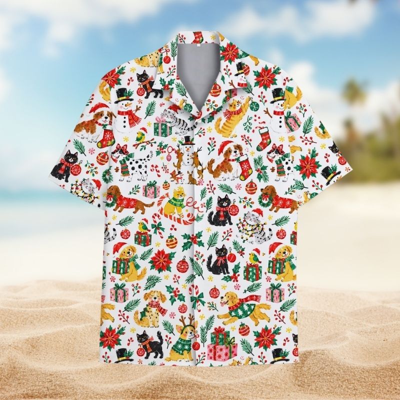 Cute Dog Cat Snowman Christmas Ornament – Hawaiian Shirt