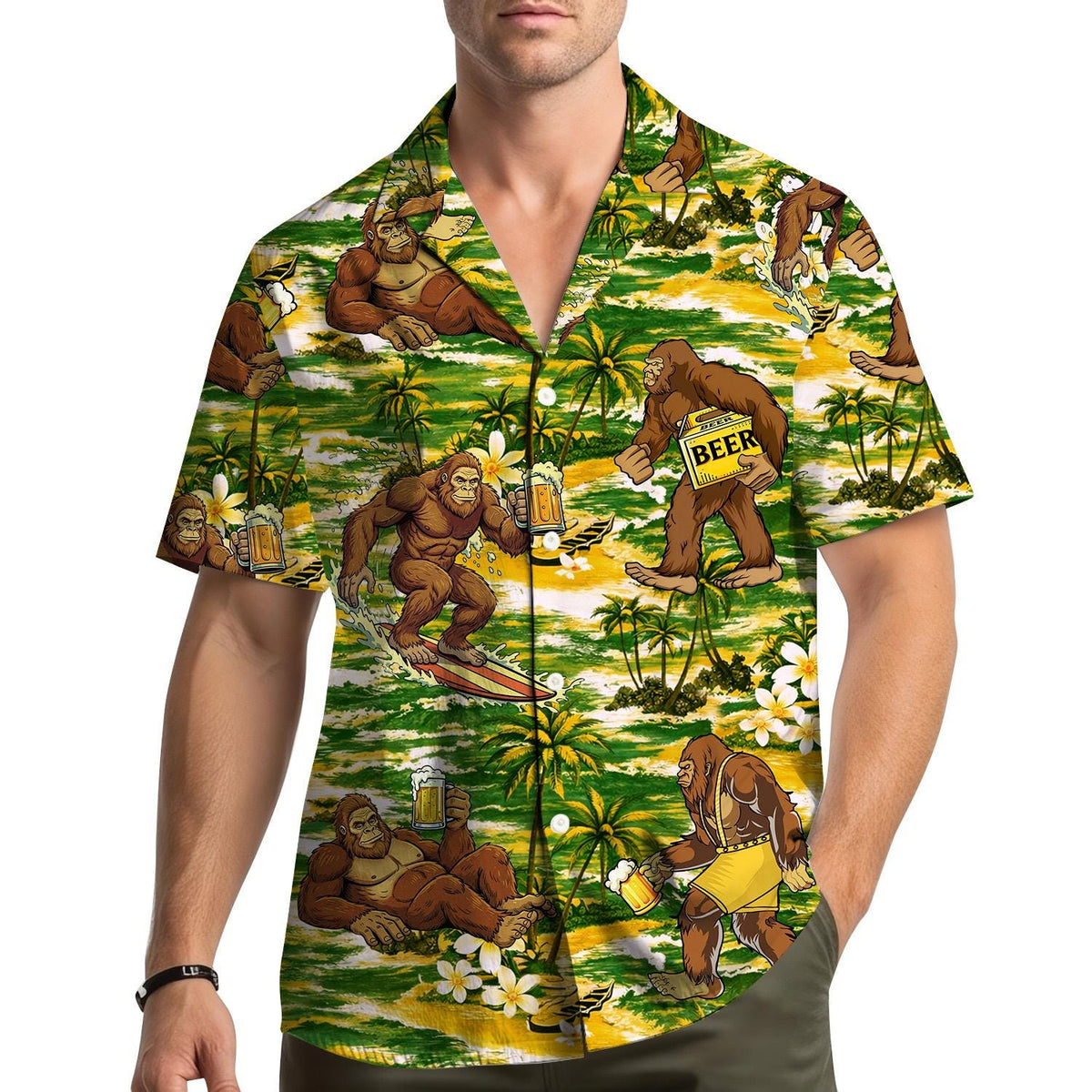 Funny Beer Bigfoot Tropical Summer Beach Party – Hawaiian Shirt