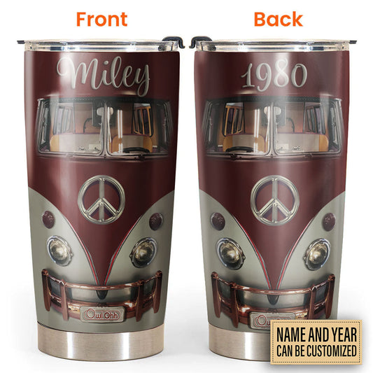 Hippie Peace Red Bus Personalized 20 Oz Tumbler For Coffee Travel And Daily Use