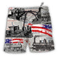 Beach Short / Adults / S Train Independence Day Retro Train US Flag - Beach Short - Owls Matrix LTD
