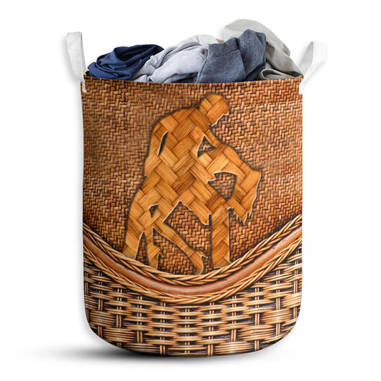S: 17.72”x13.78” (45x35 cm) Bachata dance rattan teaxture - Laundry basket - Owls Matrix LTD