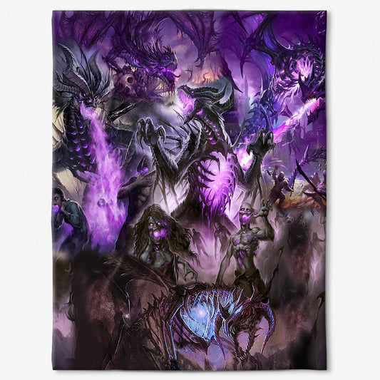 Skull Dragon Love Life Purple Flannel Blanket For Cozy Bedroom And Sofa Decor