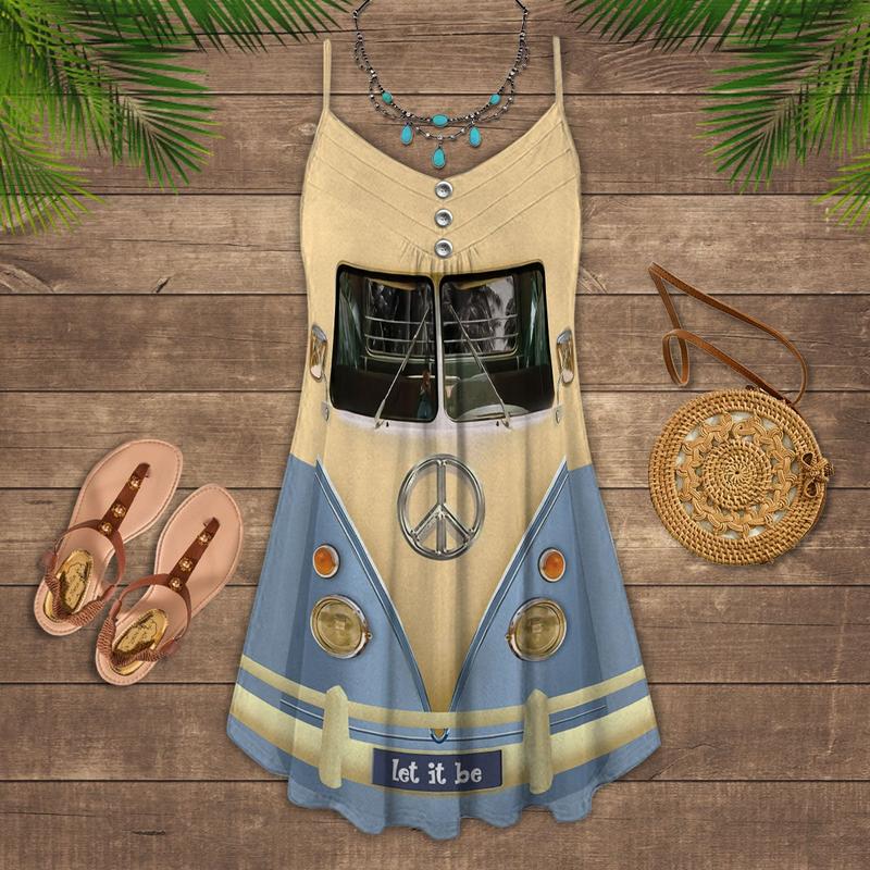Hippie Van Retro Style Limited 1 – Women's Summer Sleeveless V-Neck Camisole Dress