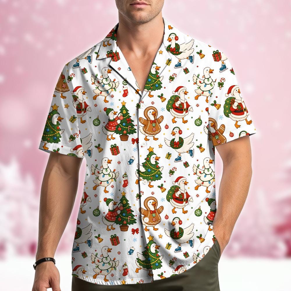 Christmas Santa Duck Funny Holiday – Hawaiian Shirt