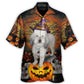 Happy Halloween Dog And Pumpkin Cute Art - Hawaiian Shirt