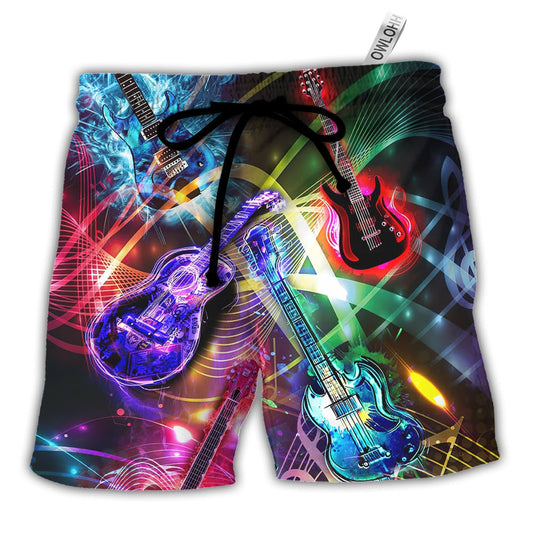 Beach Short / Adults / S Guitar Is All You Need Neon Amazing - Beach Short - Owls Matrix LTD