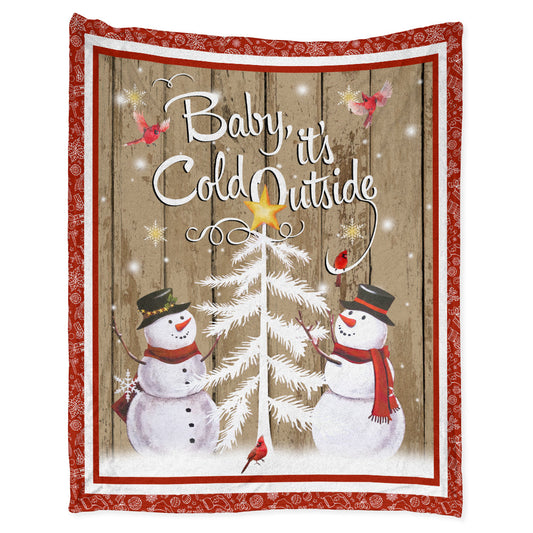 Cardinal Snowman Christmas 50 x 60 Inch Flannel Blanket For Cozy Bedroom And Sofa Decor