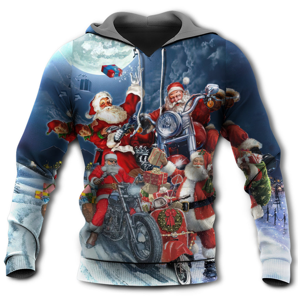 Christmas Santa Motorbike Instead Of Reindeer - Hoodie