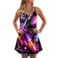 Christmas Guitar Neon Amazing – Women's Summer Sleeveless V-Neck Camisole Dress