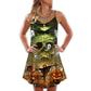 Halloween Crazy Pumpkin Ghost – Women's Summer Sleeveless V-Neck Camisole Dress