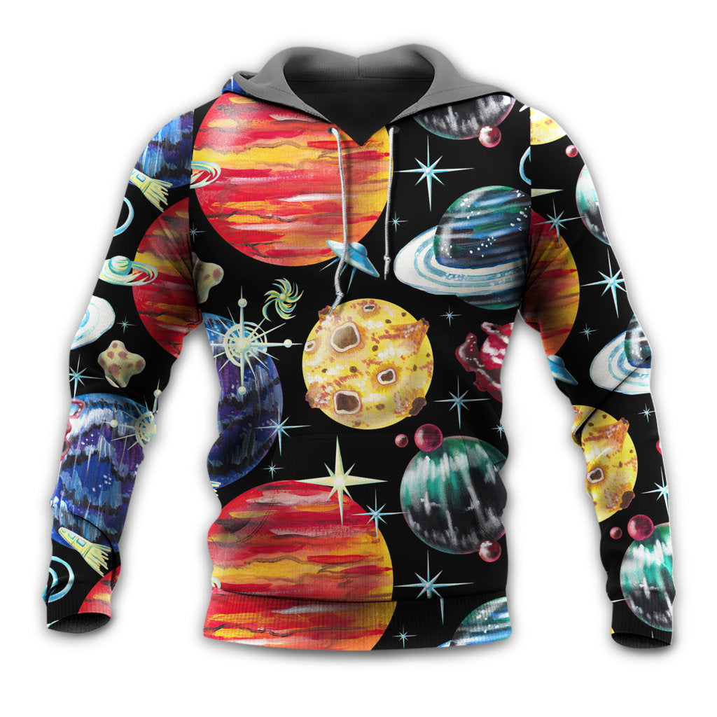 Planet Black Cosmic Art Style - Hoodie