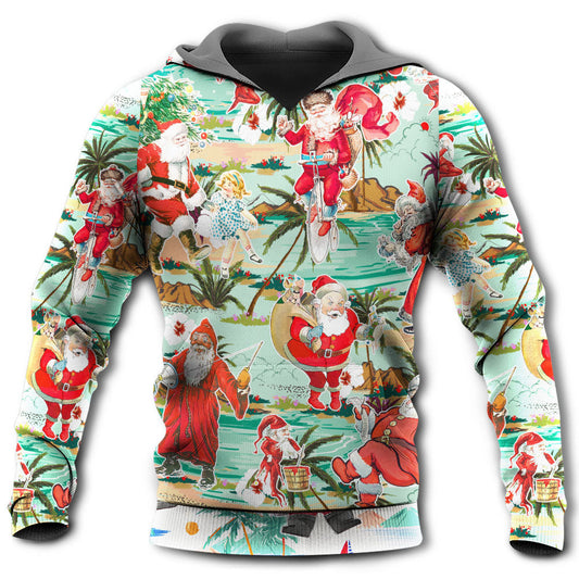 Christmas Santa Vacation Beach Joyful - Hoodie