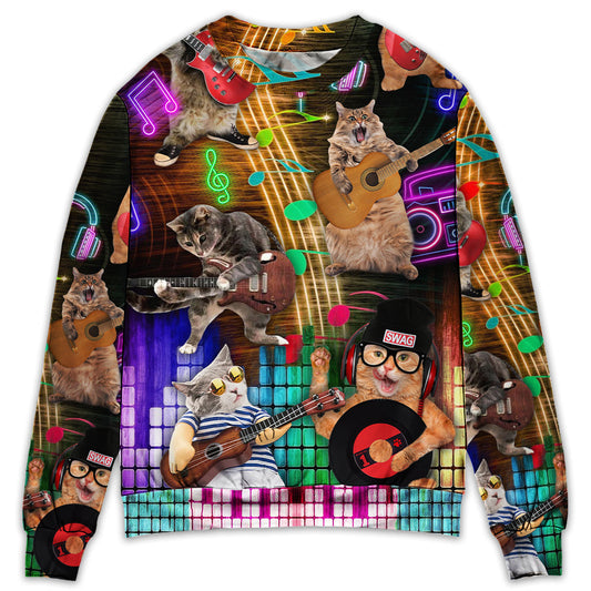 Lovely Cat Rocker Music Style – Sweater - Ugly Christmas Sweater