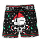 Beach Short / Adults / S Christmas Skull Wearing Santa Claus Hat And Sweat Candy - Beach Short - BEAS04LIN030922 - Owls Matrix LTD