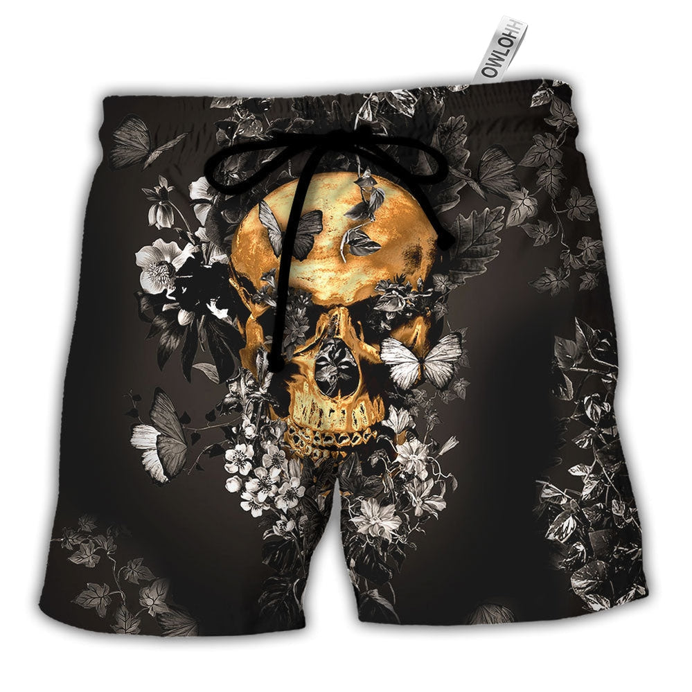 Beach Short / Adults / S Skull Flowers Grow Out Of Dark Moments - Beach Short - Owls Matrix LTD
