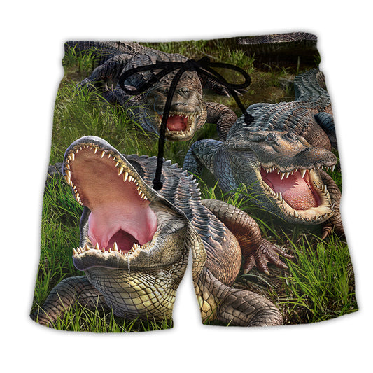Crocodile Nature Art Cannot Turn Its Head Quote – Beach Short