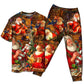 T-shirt + Pants / S Christmas Funny Santa Claus Gift Xmas Is Coming Art Style - Pajamas Short Sleeve - Owls Matrix LTD