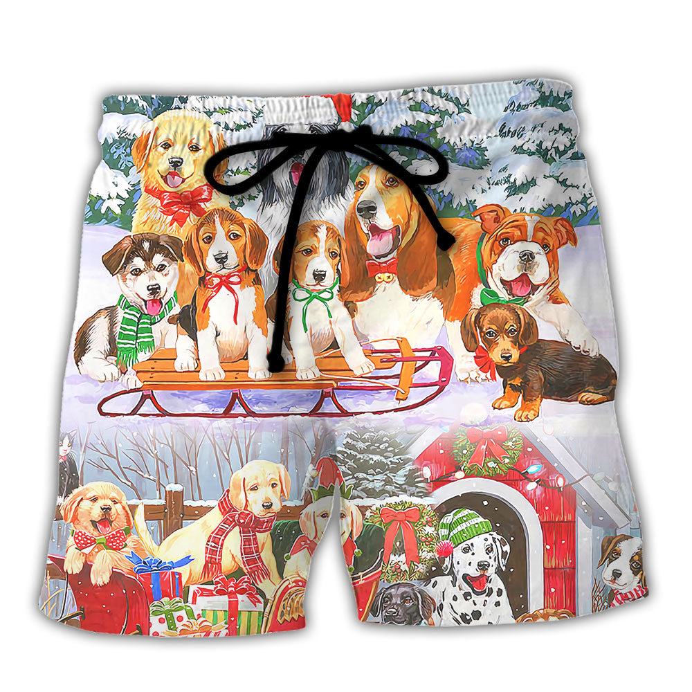 Dog Snowman Christmas Tree Holiday - Beach Short