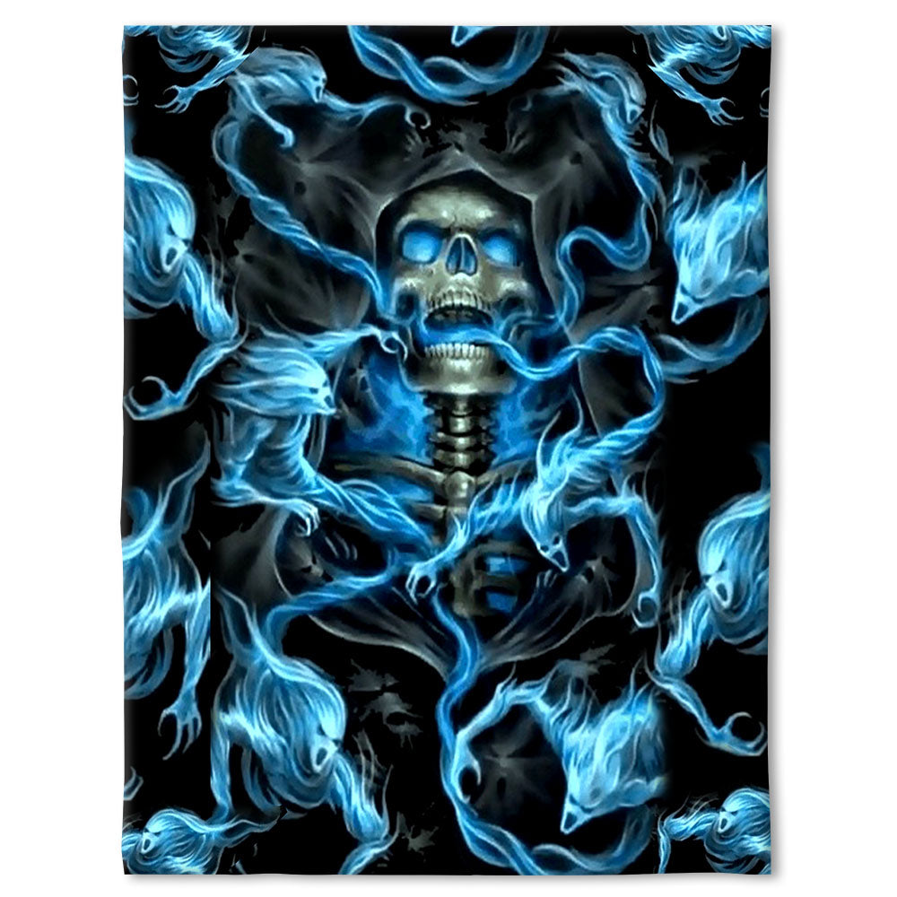 Skull Black Ground Thunder 50 x 60 Inch Flannel Blanket For Cozy Bedroom And Sofa Decor